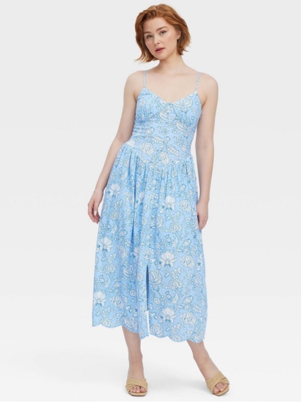 Roller Rabbit Women's Floral Vines Drop Waist Midi A-Line Dress - Blue - M